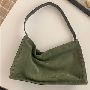 Coach Suede Shoulder Bag in Forest Green